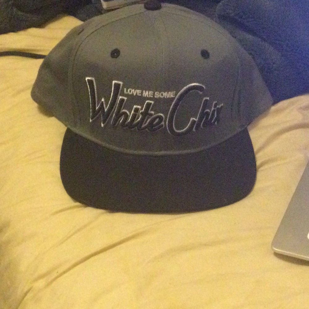 White chix black and gray hat